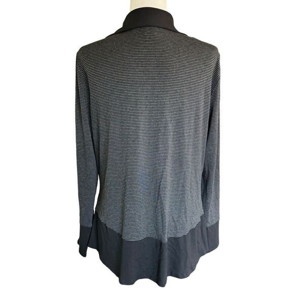 Yansi Fugel Women's Sweater Button Up Striped Black V-neck Stretch Sz XL - Picture 3 of 9